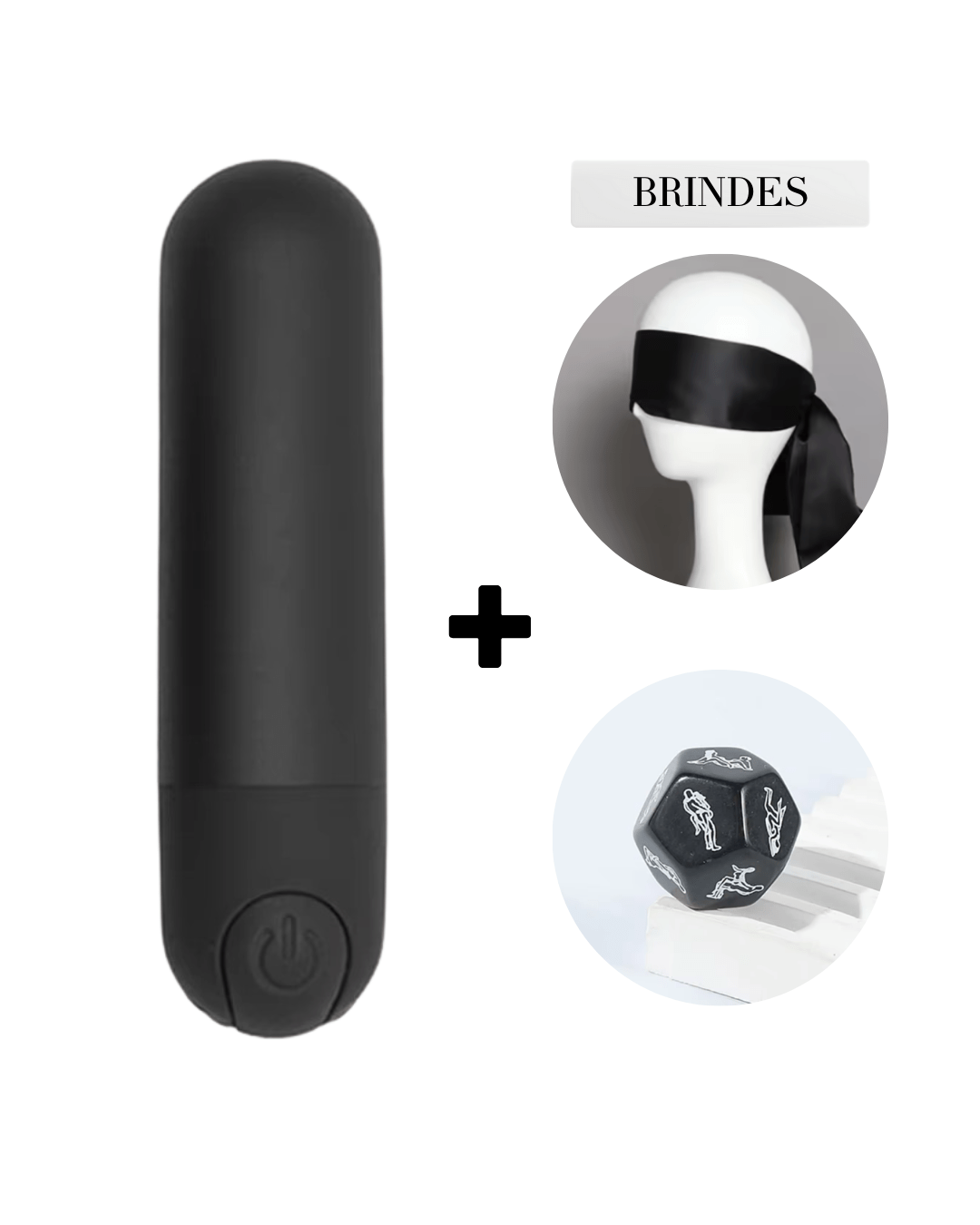Kit Secret - Bullet Vibrador + Brinde Venda + Dado de Posições - Voilux